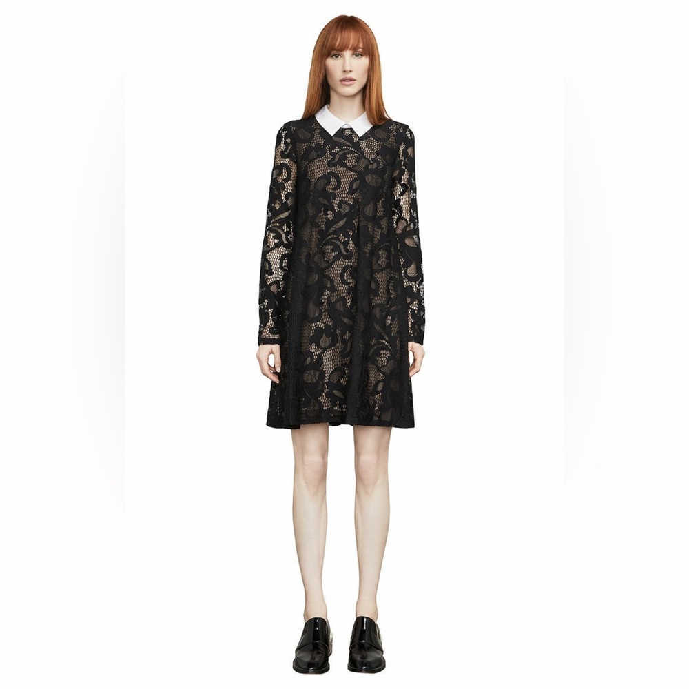 BCBG MAX AZRIA Roxine Lace A-Line Dress SZ M Black & White
